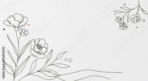 Elegante Blumen Zeichnung sanft gezeichnet minimalistisch weiss Hintergrund. AI Generated