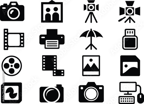Essential Photography and Digital Imaging Icons Set