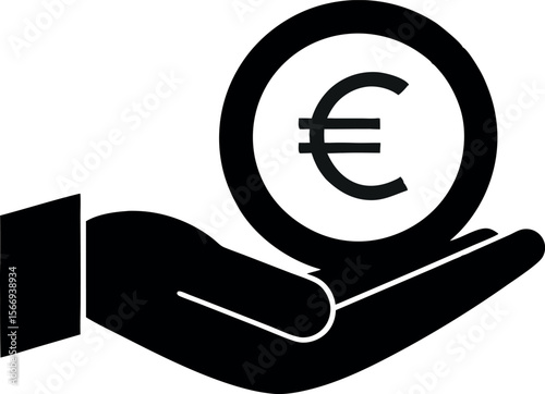Financial Aid Euro Coin Vector Symbol for Business Design