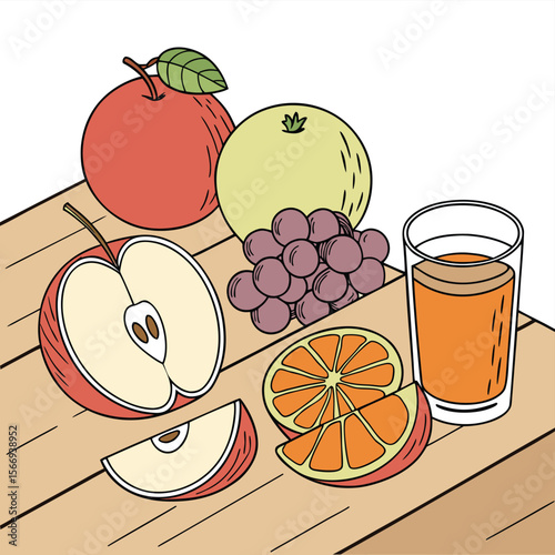 Vibrant assortment of fresh fruits with refreshing juice splashes
