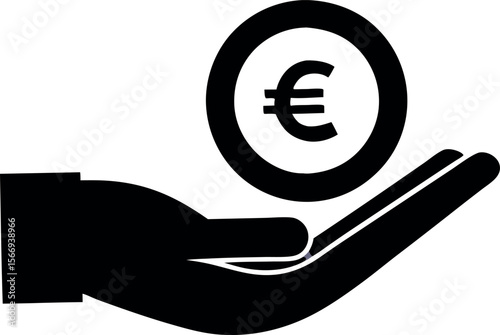 Euro Coin Giving Icon Vector for Money Transfer Concepts
