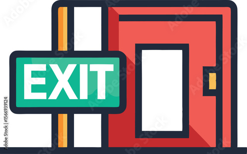 Exit Door Sign Vector Icon for Emergency and Navigation Use