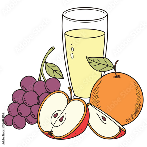 Vibrant assortment of fresh fruits with refreshing juice splash