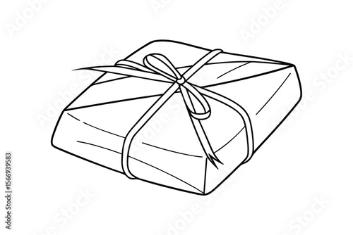 Wrapped gift with ribbon bow present