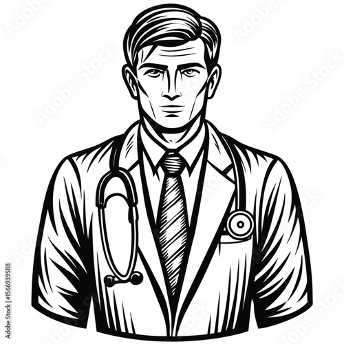 Doctor with stethoscope and tie medical healthcare