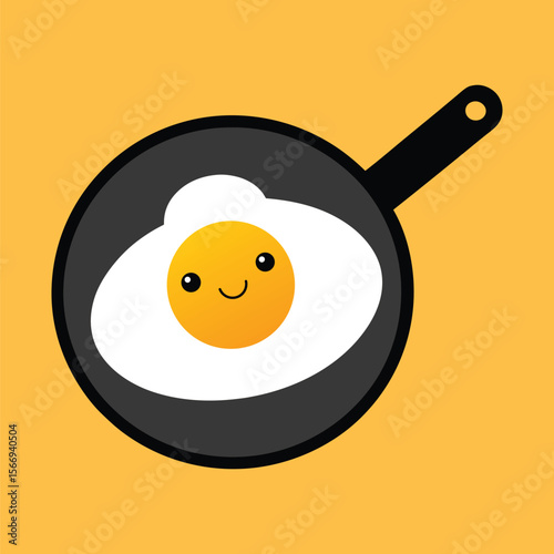 Happy Egg in Frying Pan Cooking Scene