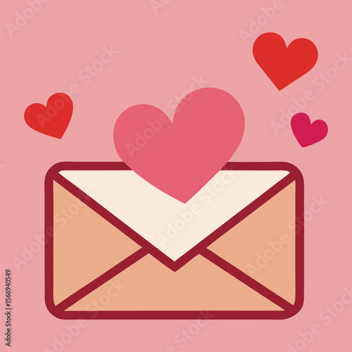 Envelope with Flying Hearts Love Mail Icon