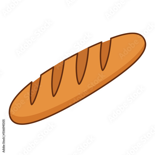 A simple icon of a long french baguette