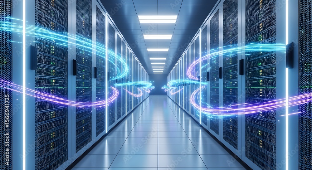 Obraz premium Data Center Server Room Digital Network Illustration