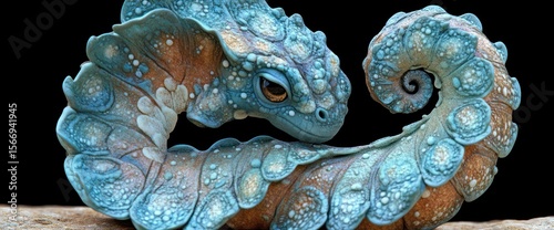 Intricate, mythical creature with detailed, sculpted scales