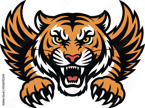 Fierce Winged Tiger Illustration