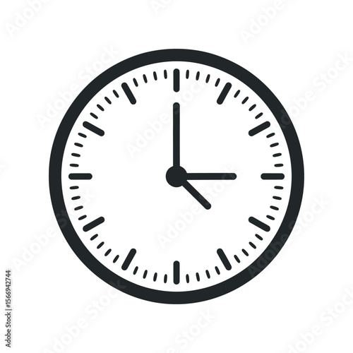 Simple Black and White Clock Icon