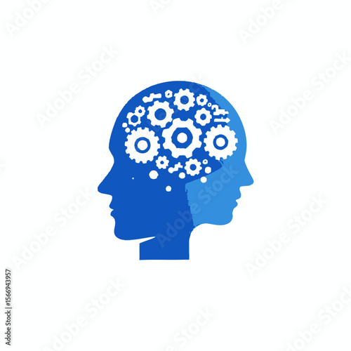 A silhouette of a human head, intricately detailed with gears, symbolizing the complex interplay of mind, intelligence, and creative thought
