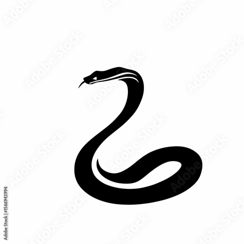 An elegant silhouette of a rasal viper snake, with a smooth, flowing body, coiling in a natural pose