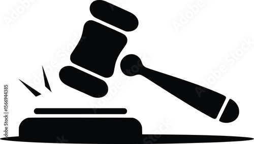 Judge Gavel Silhouette Icon for Legal, Law, and Justice Designs.

