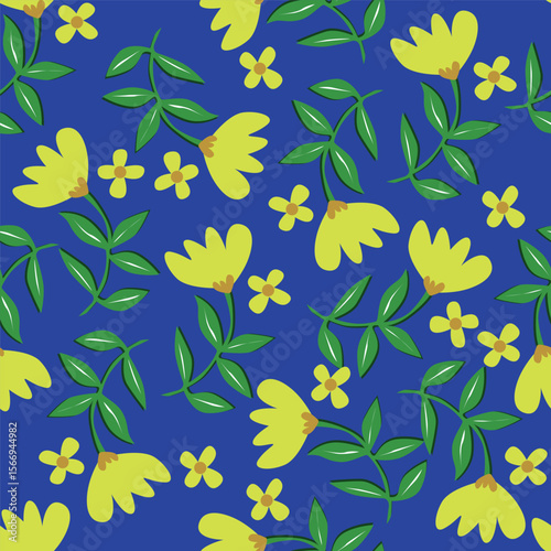 multicolor exotic hand drawn floral seamless pattern