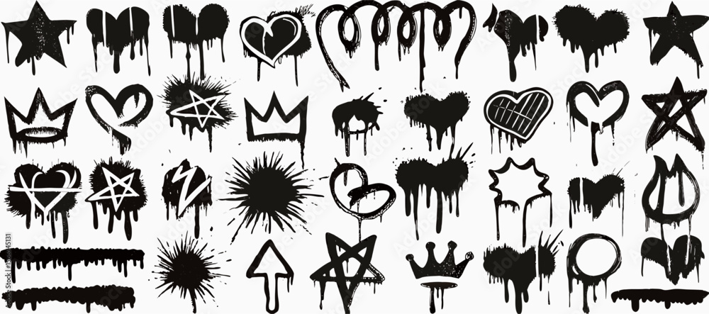 Obraz premium Collection of Black Spray Paint Graffiti Stencils