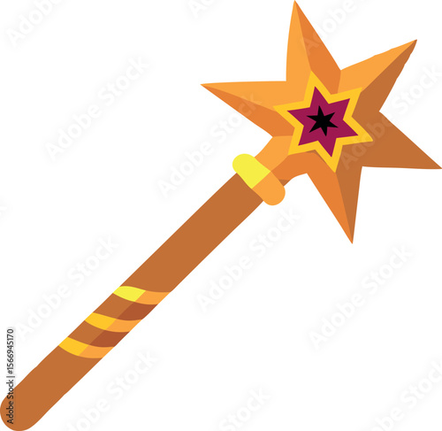 Magic Wand Icon Vector Drawing in Line Art Style