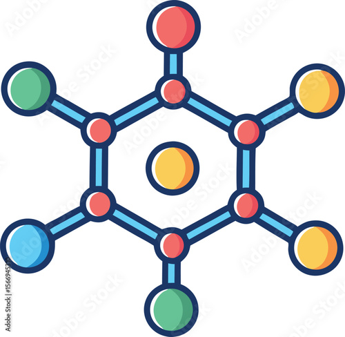 Molecule Icon Biology Science Line Art Vector Sketch