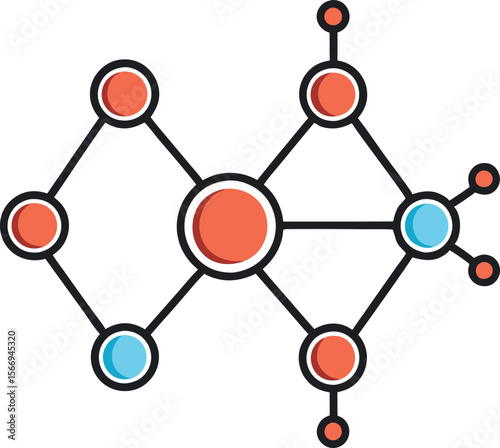 Scientific Molecule Structure Vector Line Drawing Icon