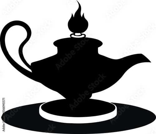 Decorative Oil Lamp in Bold Paint Vector Silhouette Art