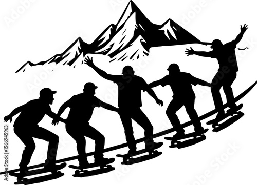 mountain skateboard, skateboarding, extreme man sport   vector bundle