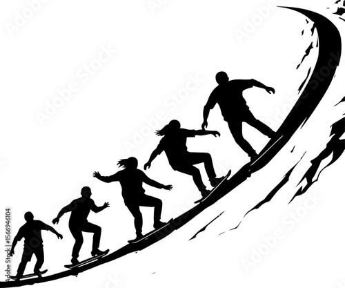 mountain skateboard, skateboarding, extreme man sport   vector bundle