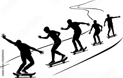 mountain skateboard, skateboarding, extreme man sport   vector bundle