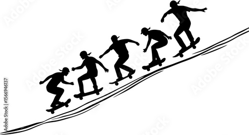 mountain skateboard, skateboarding, extreme man sport   vector bundle