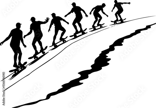 mountain skateboard, skateboarding, extreme man sport   vector bundle