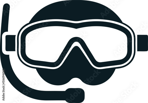 Underwater Snorkel Gear Vector Icon in Silhouette Style