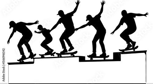 mountain skateboard, skateboarding, extreme man sport   vector bundle