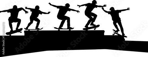 mountain skateboard, skateboarding, extreme man sport   vector bundle