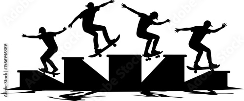 mountain skateboard, skateboarding, extreme man sport   vector bundle