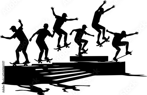 mountain skateboard, skateboarding, extreme man sport   vector bundle