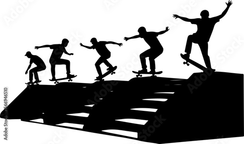 mountain skateboard, skateboarding, extreme man sport   vector bundle