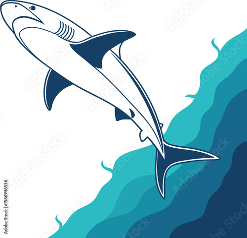 Powerful Shark Illustration Ocean Predator Vector Graphic