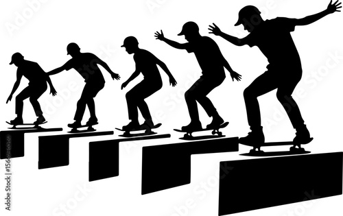 mountain skateboard, skateboarding, extreme man sport   vector bundle