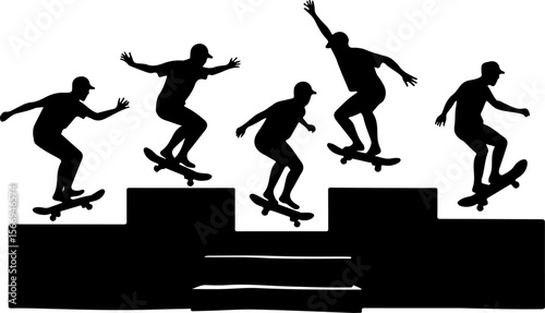 mountain skateboard, skateboarding, extreme man sport   vector bundle