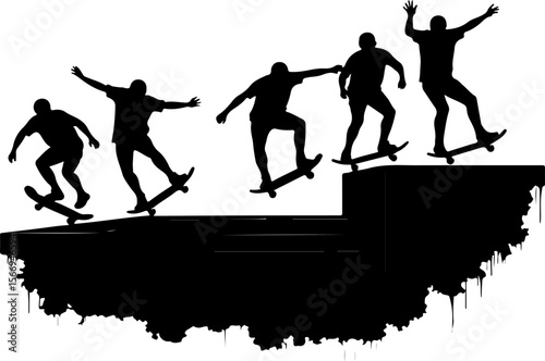 mountain skateboard, skateboarding, extreme man sport   vector bundle