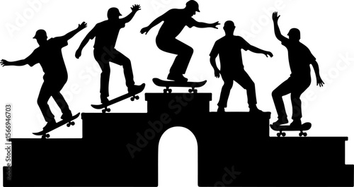 mountain skateboard, skateboarding, extreme man sport   vector bundle