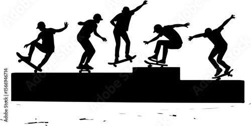 mountain skateboard, skateboarding, extreme man sport   vector bundle