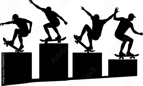 mountain skateboard, skateboarding, extreme man sport   vector bundle