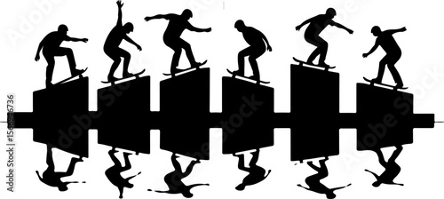 mountain skateboard, skateboarding, extreme man sport   vector bundle