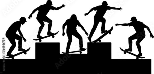 mountain skateboard, skateboarding, extreme man sport   vector bundle