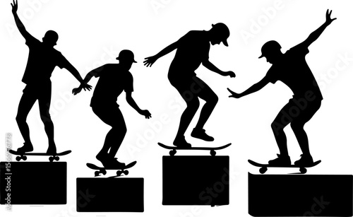 mountain skateboard, skateboarding, extreme man sport   vector bundle