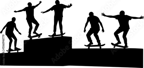 mountain skateboard, skateboarding, extreme man sport   vector bundle