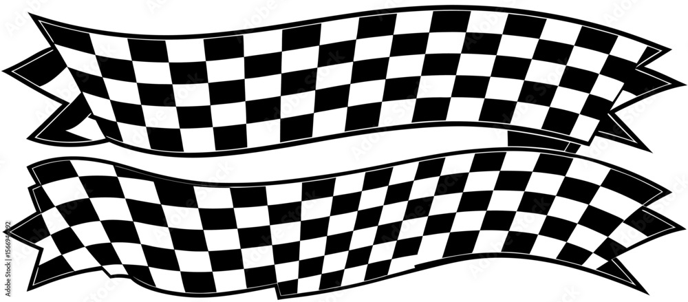 Fototapeta premium Black and White Checkered Racing Flags Banner