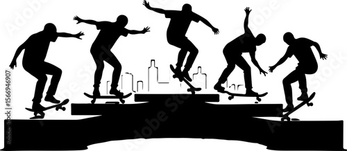 mountain skateboard, skateboarding, extreme man sport   vector bundle