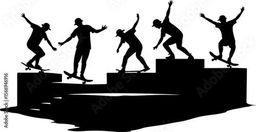 mountain skateboard, skateboarding, extreme man sport   vector bundle